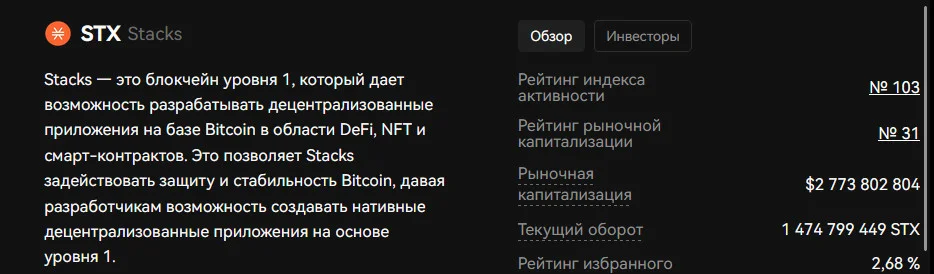 Криптовалюта $STX